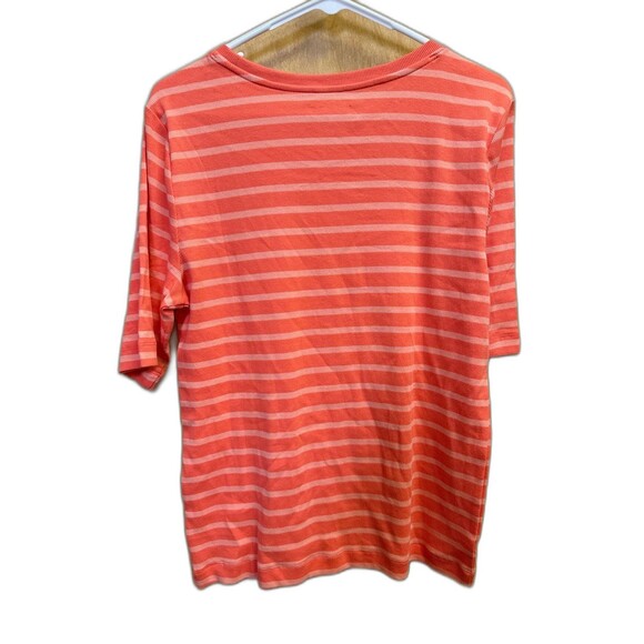 LOFT Coral Pink Striped Short Sleeve Knit Top Women’s Size XL - Picture 2 of 3